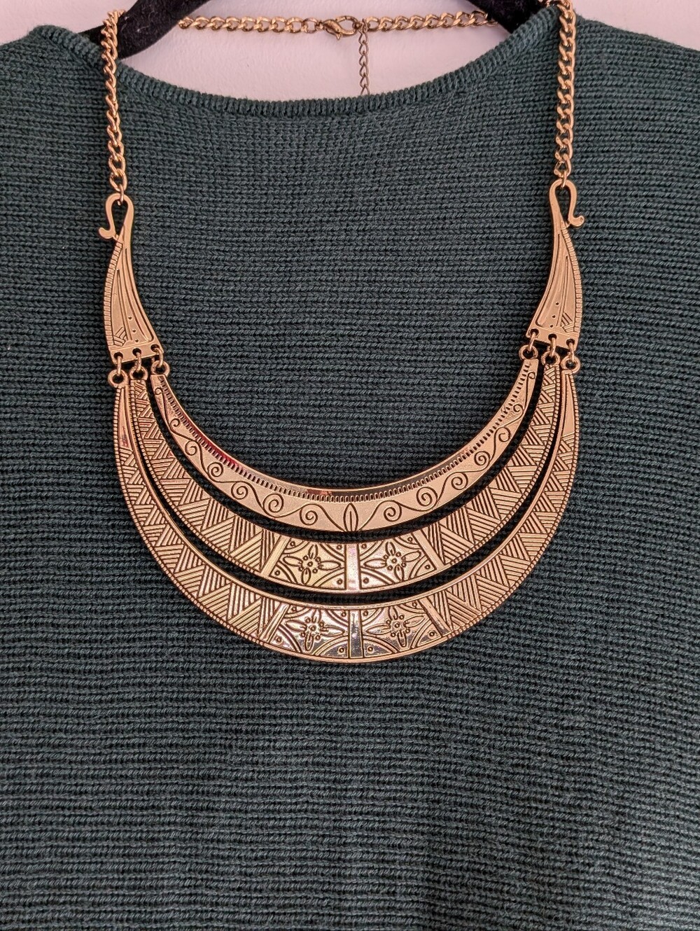 Gold-Tone Egyptian Inspired Statement Necklace
